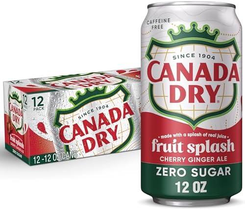 Canada Dry Zero Sugar Cherry Gingerale Fruit Splash 12oz, Pack of 12 (Best By Oct. 11, 2025)
