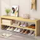 Skinny Wood Bench Indoor - 47 x 8 Inch Narrow Wooden Bench for Entryway, Solid Wood Shoe Rack for Front Door Entrance, Farmhouse Bench for End of Bed, Dining Room & Hallway - Wood Wax Finish