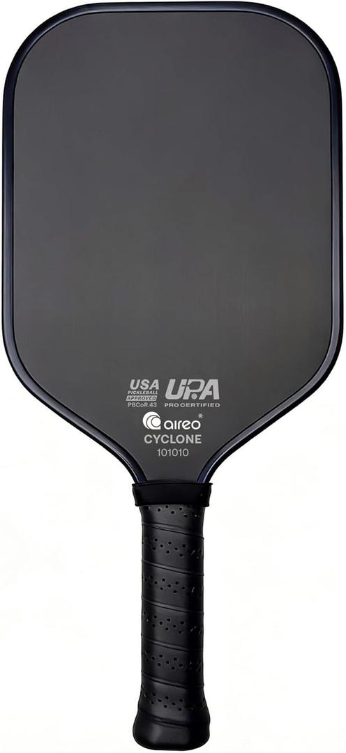 AIREO Gen 4 Pickleball Paddle, Cyclone 16MM Pickleball Racket, USAP Approved T700 RAW Carbon Fiber Pickle Ball Paddle, Floating Foam Core for Pro-Level Performance (Black)