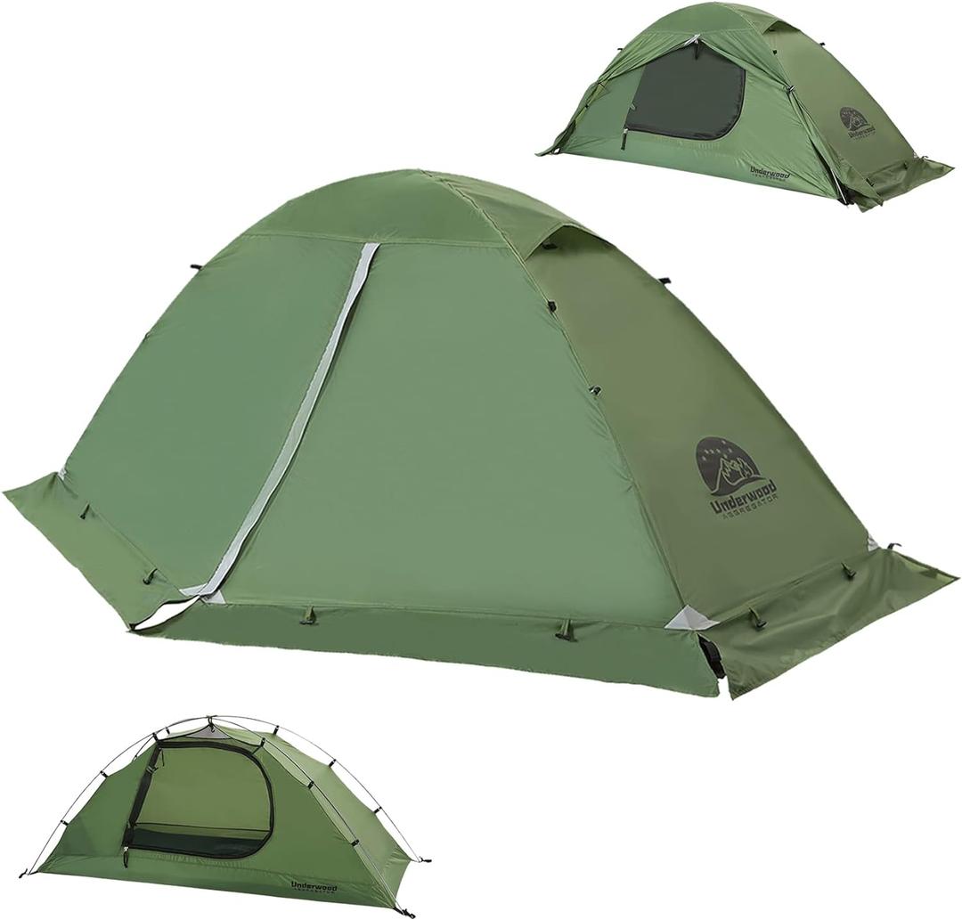 1 Person Backpacking Tent for 4-Season - Winter Waterproof Tent for One Person, Lightweight Camping Gear for Backpacking, Easy Set Up Cold Weather Essentials by Underwood Aggregator (Green)