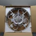 LEDIARY Caged Ceiling Fans with Lights, White Flush Mount Ceiling Fan with Remote, Small Low Profile Bladeless Ceiling Fan Light Fixture for Bedroom, Kitchen, Dining Room-White Gold Color (Medium)