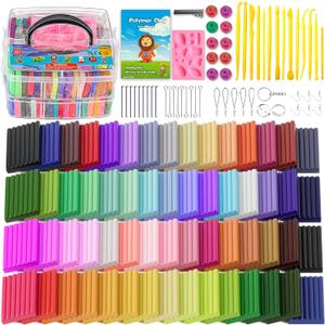 CiaraQ Polymer Clay Starter kit, Oven Bake Modeling Clay with Sculpting Tools, 60 Colors, 3.24 lb
