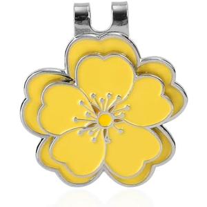 4 x lasuroa Magnetic Golf Ball Marker with Hat Clip, Flower Shape Magnetic Golf Hat Clip Ball Marker Set Sport Decoration Accessories for Men Women Golfer (Yellow)