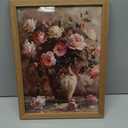 Framed Vintage Pink roses Vase Flower Canvas Wall Art French Country Floral in Canvas Prints Oil Painting Rustic Decor for Bedroom Living Room Dining room gallery Can be hung directly 12x16in