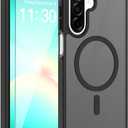 Magnetic for Samsung Galaxy A16 5G Case, with [Tempered Glass Screen Protector][Compatible with MagSafe][Military Grade Shockproof] Slim Translucent Matte Phone Case for A16 5G-Black