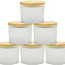 SUPMIND 16oz 3 Wick Candle Jars 6 Pack - Large Empty Frosted Glass Candle Making Jars with Bamboo Lids, Bulk Candle Containers for Making Candles