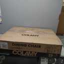 COLAMY Wooden Dining Chairs Set of 4, Modern Fabric Upholstered Kitchen Side Chairs, Farmhouse Dining Room Chair with Foot Pegs, Beige