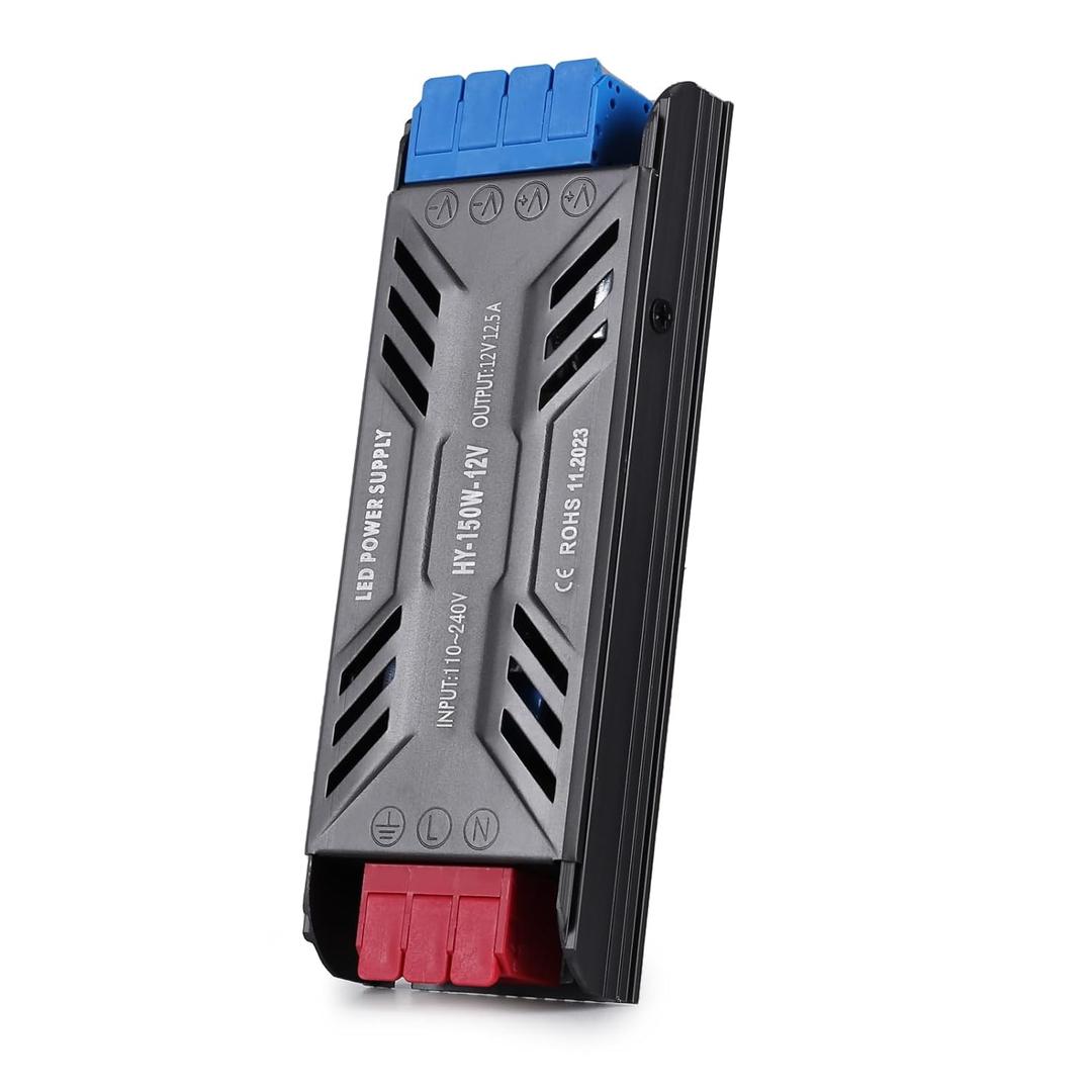 110V to 12V Transformer, 12V 150W LED Driver Ultra Slim 110-240V AC to 12V DC 12.5A Quiet Low Volt LED Power Supply Constant Voltage Driver Adapter for LED Strip Lights, Wall Lamp