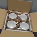 LE TAUCI Coffee Mugs 12 oz, Ceramic Coffee Cups for Latte, Hot Tea, Cappuccino, Mocha, Cocoa, Housewarming Wedding Present Mug Set - Set of 4, Arctic White (Full 12 oz, Normal 11 oz)