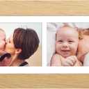 6x15 Picture Frame Display 2 opening 5X7 Double Picture Frame Collage,Multi Photo Frame with Mat,Plexiglass,Horizontal and Vertical Formats for Wall Decor,Natural Wood Grain