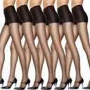 Hanes Silk Reflections Control Top Sheer Toe Silky Sheer Pantyhose, Barely Black, Size CD (Pack of 6)