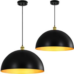 Chandelier Ceiling Light Fixture 12 inch Pendant Lights Kitchen Island Hanging lamp Ceiling Lighting Modern Black and Gold Farmhouse Vintage lamp (12 inch (2PCS))