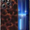 MYY Cute Phone Case for iPhone 13 Pro Case, [with 2X Screen Protector] Tortoise Shell Pattern Leopard Full Camera Protective Slim Shockproof Cool - Brown Amber