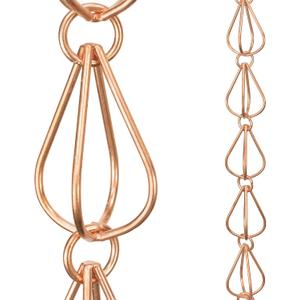 Monarch Rain Chains Pure Copper Teardrop Rain Chain, 8.5 ft Decorative Rain Catcher Chain for Gutters, Rain Chains for Outside, Rain Gutter Replacement Downspout