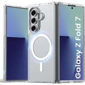 Magnetic for Galaxy Z Fold 7 Case Clear, [Compatible with MagSafe] [No Screen Protector] [Anti-Yellowing] Military-Grade Protection Shockproof Slim Phone Case for Samsung Fold 7(Transparent)