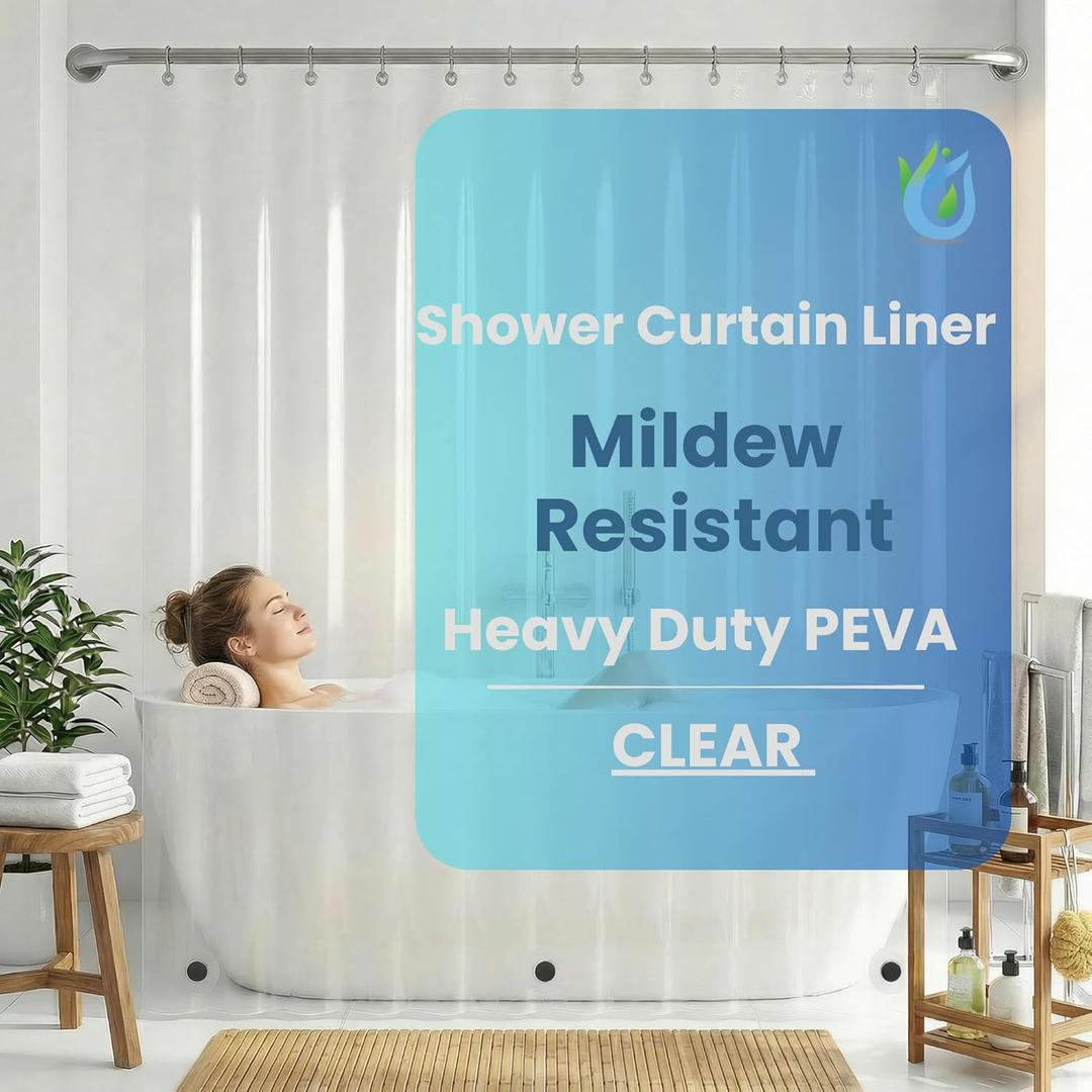 SUSTAINAURA Heavy Duty Clear Shower Curtain Liner 72x72 Waterproof, Quick Dry, Odor Free, Eco Friendly, Non-Toxic with 3 Weighted Magnets & 12 Rustproof Grommets Bathroom Accessories