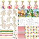 Pasimy 162 Pcs Dinosaur Party Favors Craft Kits Jurassic Party Supplies Dino Birthday Painting Kit Watercolor Card Wooden Cutouts Dinosaur Goodie Bag for Tropical Jungle DIY Project Activities(Dino)