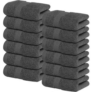 Infinitee Xclusives Luxury Wash Cloths for Showering [13x13]  100% Cotton Washcloths [Pack of 12], Soft and Absorbent Face Towels for Bathroom Wash Clothes, Gym, and Spa (Shadow Grey)
