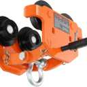 VEVOR Manual Trolley, 4400 lbs/2 Ton Load Capacity, Push Beam Trolley with Dual Wheels, Adjustable for I-Beam Flange Width 2.8" to 6.7", Heavy Duty Alloy Steel Garage Hoist for Straight Curved I Beam
