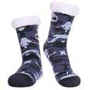LANLEO Men's Fuzzy Ripple Slipper Socks Super Soft Warm Fleece Lining Knit Non Slip Winter Socks Blue Camouflage, ( One Size )