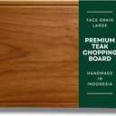 Teak Edge Grain Cutting Board Premium Handmade Wood Chopping Board with Juice Groove & Handles, Knife-Friendly, Extra Thick Charcuterie Made in Indonesia - L - 17.7 x 11.8 x 1.2 in