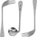 Left Handed Adaptive Utensils Set Stainless Steel Angled Fork and Spoon Easy Hold Offset Spoon Easy Offset Spork for Limited or Weak Grasp Elderly
