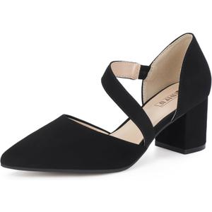 IDIFU IN2 Women's Pumps Closed Toe Strappy Heels Low Block Chunky Heels Dressy Wedding Bride Prom Business Dress Shoes for Women Comfortable Formal Pointed Toe Short Heels, size 9.5
