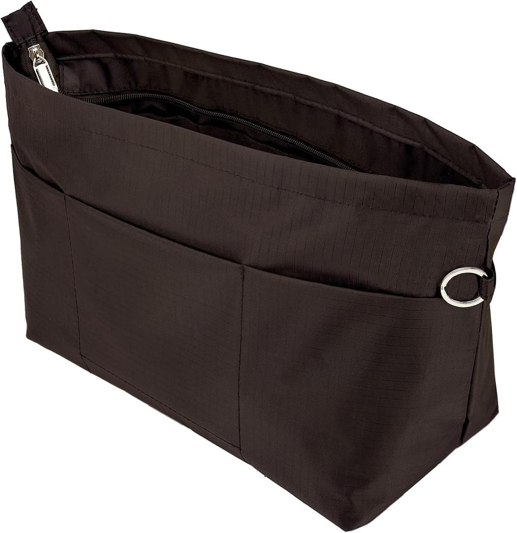 Time Wing Handbag Tote Purse Organizer Insert Bag Liner Shaper Divider Zipper 11 Pockets Compartments Large Coffee
