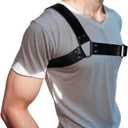 Harness Belt Costume for Men, PU Leather Body Chest for Men, Sexy Punk Body Adjustable Buckle Clothes Outfits, Nightclub Cosplay Clubwear (Black)