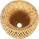 BAKEBK Bamboo Wicker Rattan Lampshade Hand-Woven Double Layer Bamboo Dome Lampshade Asian Rustic Japanese Lamp Design, 30*30*18cm