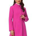 Allegra K Women's Winter Overcoat Mid-Long Stand Collar Single Breasted Coat Outerwear Small Hot Pink, S