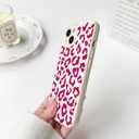 NITITOP Compatible with iPhone 15 Case Aesthetic Cute Leopard Print Pattern for Women Girls Men Trendy Slim Fit TPU Bumper Silicone Shockproof Full Camera Protection Cover - Rose Pink