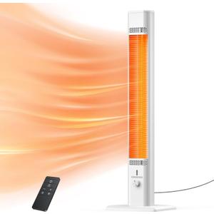 Outdoor Patio Heater with 9 Heat Levels, Wall Mounted Space Heater for Garage Backyard Room Indoor, 1500W Fast Electric Infrared Heater with Remote Control, 9H Timers, Waterproof, Child Lock, Large