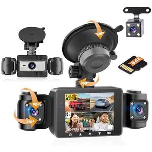 Hikity 4 Channel Dash Cam for car, 360° View Front and Rear Inside 1080P Camera with 64G Card, Night Version, Loop Recording, G-Sensor, 24H Parking Monitor Hikity 4 Channel Dash Cam for car, 360° View Front and Rear Inside 1080P Camera with 64G Card, Night Version, Loop Recording, G-Sensor, 24H Parking Monitor