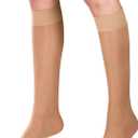 Truform Sheer Compression Stockings, 15-20 mmHg, Women's Knee High Length, 20 Denier, Beige, X-Large