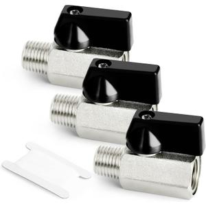 GASHER 3PCS 1/4 Inch Mini Brass Ball Valve Shut Off Switch, 1/4 Inch Male x Female NPT Thread Pipe Fitting