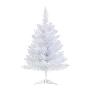 Gloreyan 2FT Artificial Christmas Tree White Tabletop Christmas Tree with Plastic Stand Mini Xmas Pine Tree for Party Supplies Indoor Outdoor Holiday Home Decoration(White)