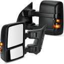 Towing Mirrors Rear View Mirrors fit for 1999 2000 2001 2002 2003 2004 2005 2006 2007 Ford F-250 F-350 Super Duty Power Heated with Turn Signal (Black)
