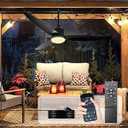 Depuley Outdoor Ceiling Fan with Light: 52 Inch Gazebo Fan Outdoor Hanging - Plug in Waterproof Fans with Lights for Patio - Dimmable Remote App Control Black