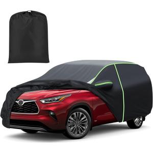 Mixsuper Liner Car Cover for Toyota Highlander 2001-2025, 7 Layers Waterproof Car Cover Accessories for Highlander with Zipper Door, Windproof Straps, Reflective Strips, Anti-UV, All Weather