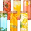 6 Pack Glass Bottles with Lids 12 oz Juicing Bottles Reusable Glass Wide Mouth Juice Bottle for Juicing Airtight Leak Proof Drinking Milk Water Bottle for Juice Tea Milk Storage