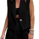 KIRUNDO 2 Piece Sets for Women Summer Outfits Business Casual Vest and Shorts Set Lightweight Sleeveless Matching Clothes (Medium, Black)