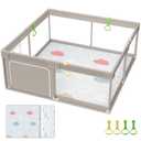 Fodoss Baby Playpen with Mat, 71x59inch Extra Large Playpen for Toddlers, Kids Play Pen with Gate, Baby Fence, Big Playard
