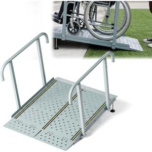 RDCMKL Wheelchair Ramp with Handrails, 4-12" Rise, Non-Slip, Carbon Steel