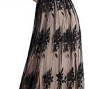 Dokotoo Womens Formal Dresses Deep V-Neck Embroidered Lace Mesh Evening Party Prom Dress Long Wedding Dress (Black, L)