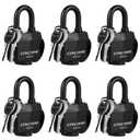 Weatherproof Padlocks for Outdoor Use, 6 Pack Keyed Alike Padlocks with 1-9/16" Wide Body, Heavy Duty Pad Lock for Sheds, Storage Unit, Gate, Fence, Toolbox, Locker