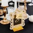 AceOrbit 10 Pcs Baroque Lace Border Wedding Table Numbers Set 1-10 Gold Mirror Acrylic Table Numbers 5" x 7" Gold Font Centerpiece Set with Holder Stands for Anniversary, Event, Party, Wedding