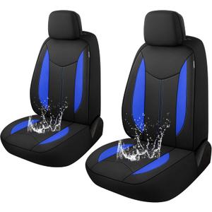 CAROMOP Neoprene Car Seat Cover 2 Front Seats, Waterproof Seat Covers for Cars, Universal Fit for Most Car Interior Covers-Sedan Truck SUV(Black/Blue)