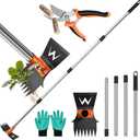 Garden Hoe & Weed Puller Tool with Long Handle, 60 Inch,Manual Weed Remover Tool, 3-in-1 Weed Rake & Grabber & Pruning Shears, Dandelion Gardenia Heavy Duty Uprooting Tool for Yard, Lawn and Garden