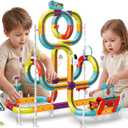 3D Electric Train Set Anti-Gravity for Kids Ages 3-8, 138 PCS | STEM Building Toy, 2×Type-C Rechargeable Train with Sound Light, Anti-Gravity Track, Birthday Gifts for Boys Girls Toddlers